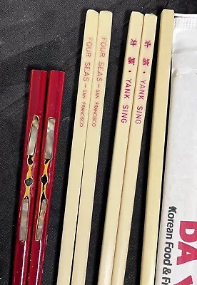 Vintage Chopsticks Plastic SF Chinatown Four Seas & Wood Inlay + Some Restaurant • $20