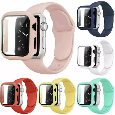 $8.99 • Buy Silicone IWatch Band Strap + Case For Apple Watch 1 2 3 4 5 6 SE 7 38 41 42 45mm