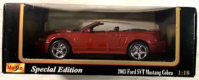 Maisto Special Edition 2003 Ford SVT Mustang Cobra Red Convertible Die Cast 1:18 • $97.95