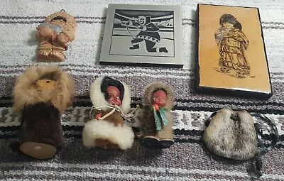 Dolls & Art First Nations Inuit Eskimo Leather Fur Handmade Seal Coin Purse • $47.99