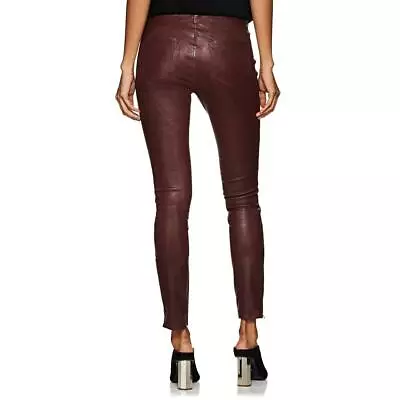 J BRAND Super Skinny Leather Leggings Pants Wine Burgundy NWT $995 Size 29 • $399