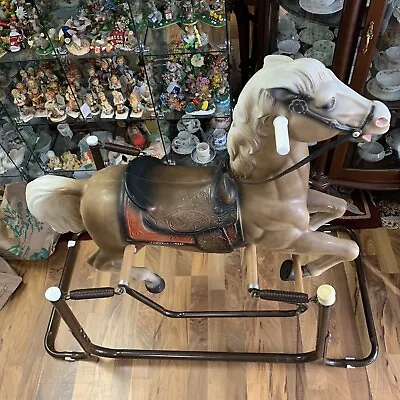 Vintage Children's Ride Horse Plastic Bouncy W/ Springs Rocking Horse • $149.99