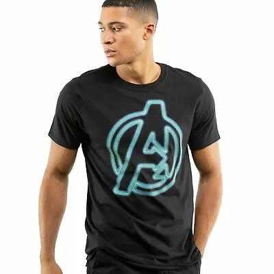 Official Marvel Mens Avengers Neon T-shirt Black  S - XXL • £13.99