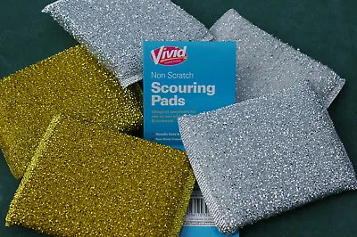 Metallic Scouring Pads For Non-Stick Pans Kitchen Cleaning Washing Up Scourers • £2.99