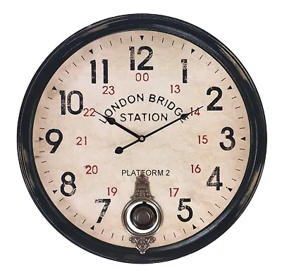 Watch Wall Round Pendulum Wooden Wall Cooking Vintage London Watches New • £48.64