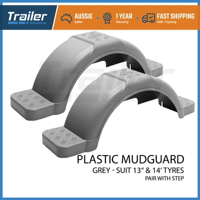 $57.73 • Buy Boat Trailer Mudguards Grey 9 Inch Wide Plastic Mud Guards For 13  14  Wheel