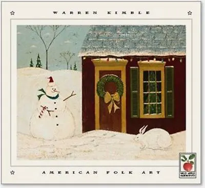 $13.49 • Buy Art Print HOUSE WITH SNOWMAN Warren Kimble Folk Winter Snow Holiday X-Mas 12x11