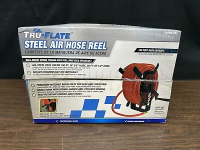 Tru-flate Steel Air Hose Reel 100' 3/8  Hose 50' 1/2  Hose Air Inlet New In Box  • $30