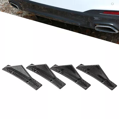 4Pcs Universal Car Rear Bumper Carbon Fiber Style Spoiler Curved Lip Diffuser • $18.99