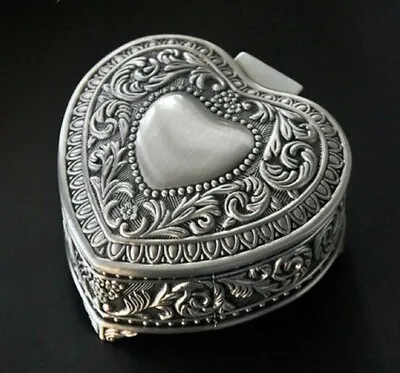 Tin Alloy Heart Shape Wind Up  Music Box :  Fly Me To The Moon • $58.89