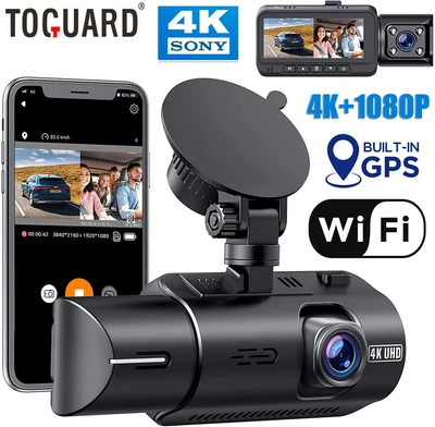$159.93 • Buy TOGUARD WIFI GPS 4K Dual Dash Cam Front And Inside 1080P Car Camera Night Vision