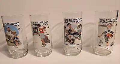SET / 4 THE SATURDAY EVENING POST Norman Rockwell Scenes Arby's Drinking Glasses • $9