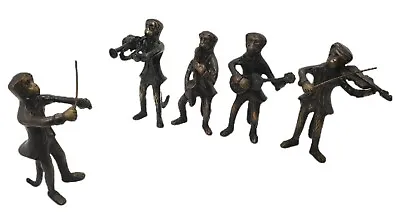 Monkey Orchestra Musical Instrument Band Set Of 5 Bronze Figurines Vintage • $89.99
