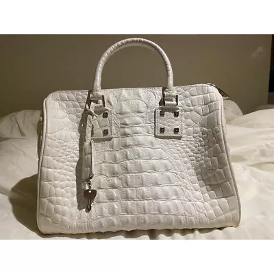 Samantha Thavasa Handbag Victoria Beckham Crocodile Embossed White Preowned Auth • $226