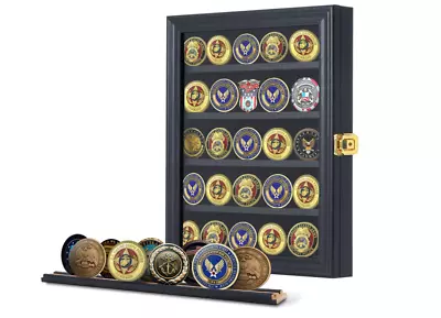Jinchuan Military Challenge Coin Display Case Lockable Cabinet Rack Holder • $29.99