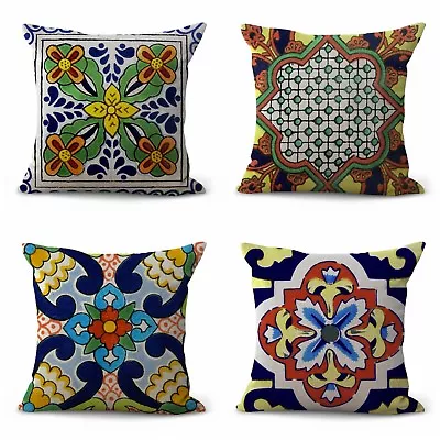 4pcs Throw Pillow Case For Couch Cushion Covers Mexican Talavera • $31.96