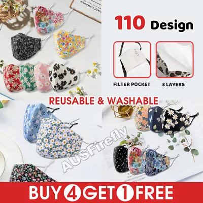 $4.90 • Buy 2023 Adult Washable Reusable Face Mask Protective Masks Cotton Floral Unisex