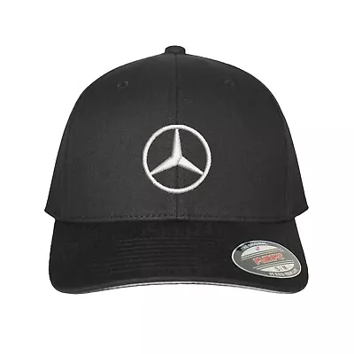 M Ercedes -B Enz Fitted Flexfit Hat Embroidered Logo Black Cap Dad's Racing Gift • $19.99