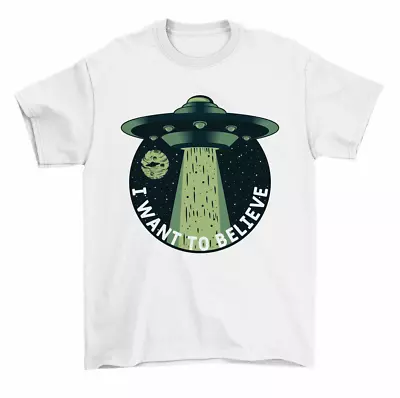 I Want To Believe UFO Sci-Fi Space Galaxy Alien T-Shirt Men Women • $15.99