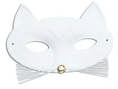 White Cat Masquerade Eye Mask With Whiskers Fancy Dress Costume Accessory  • £4.95