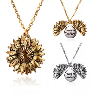 Womens Sunflower Necklace You Are My Sunshine Pendants Jewelry Gift Presents • $9.30