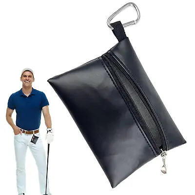 Golf Tees Pouch Bag Carry Case PU Leather Golf Pouch Bag With Zipper • $14.25