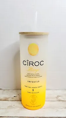 Ciroc Inspired Custom Frosted Glass Tumbler With Bamboo Lid And Straw 25 Oz.  • $15