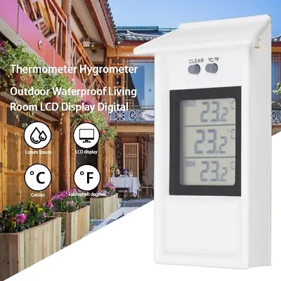 Digital Thermometer Greenhouse Display Max Min Garden Wall Room Indoor Outdoor • £8.09