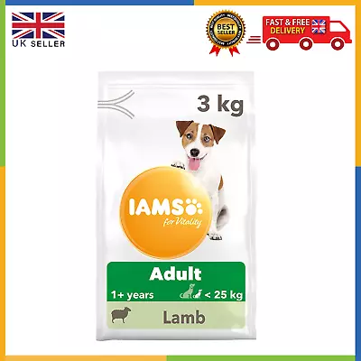 IAMS Complete Dry Dog Food For Adult 1+ Small And Medium Breeds  Lamb 3 Kg UK • £14.99