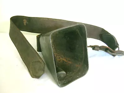 Vintage Farm Cow Goat Steel Bell Original Leather Neck Belt Antique Primitive • $19.97