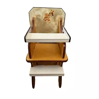 Vintage Tuni Toys By Tony's Interlocking Doll Furniture Wood High Chair 8  • $35