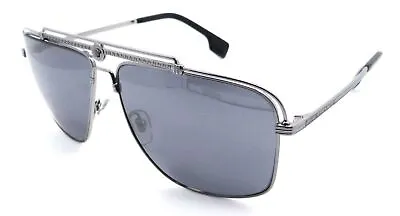 VERSACE VE 2242 10016G Sunglasses Gunmetal Frame Grey Mirrored Black Lenses 61mm • $144.99