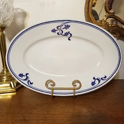 Antique Oval Platter Blue White Vitrified China 15  Majestic FB Albert Pick Co  • $12.90