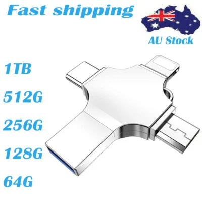 2T/1T 64/128/256/512GB 4 In 1 USB 3.0 Type C Flash Drive Stick Fr IPhone Samsung • $24.98