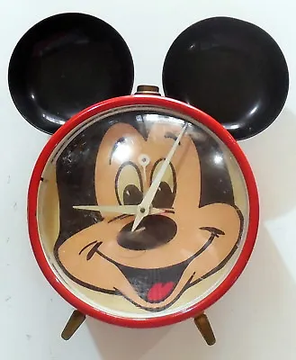 VINTAGE METAL MICKEY MOUSE DISNEY Alarm CLOCK MADE IN GERMANY 1960s • $49