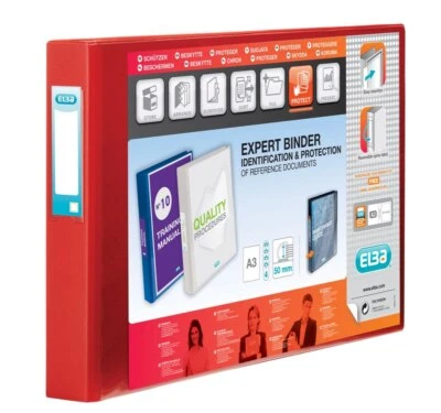 Elba Vision Ring Binder A3 Landscape 30Mm Capacity 55Mm Spine 4 D-Ring Red 10008 • £23.25