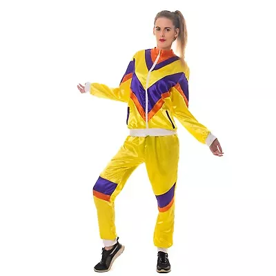 80s Shell Suit Costume Scouser Tracksuit Womens Adult Ladies Fancy Dress Outfit • £16.99