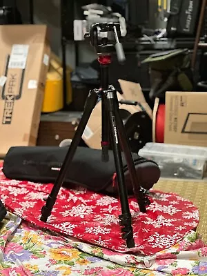 Bogen 3130 Tripod Head W/ Manfrotto 055XDB Tripod WITH 555B Leveling Center • $250