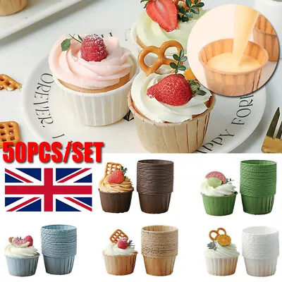 50PC Muffins Paper Cupcake Wrappers Baking Cups Cases Muffin Boxes Cake Cup UK • £5.85