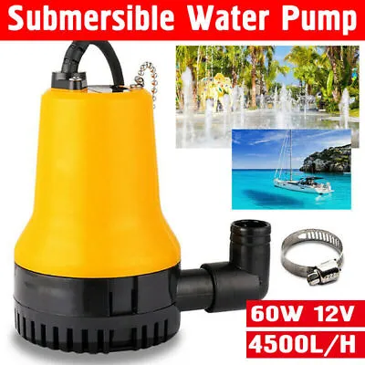12V 4500l/hr Submersible Water Pump Clean Clear Dirty Pool Pond Flood Yellow UK • £15.99