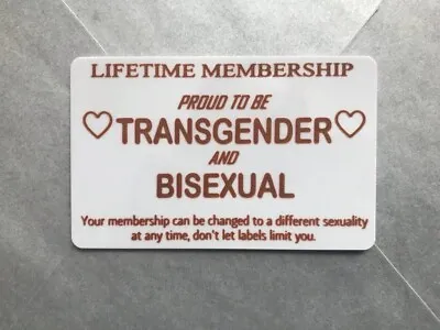 Transgender & Bisexual Lifetime Membership Card Pride LGBTQ Bi Gay Lesbian • £3.99