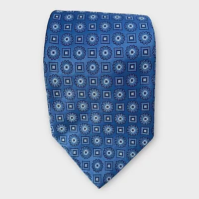 Brooks Brothers XL Silk Neck Tie 63L 4W Golden Fleece Blue Geometric Made In USA • $29.99