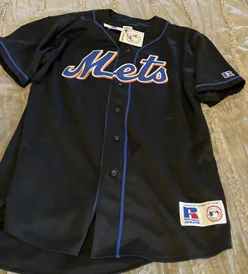 NEW YORK METS Baseball VINTAGE Russell Athletic Sewn Blank L Jersey NEW Black • $55.24