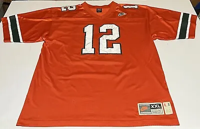 Jim Kelly #12 Miami Hurricanes Men's Size XXL Orange Jersey Nike Stitched • $79.97