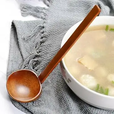 $4.51 • Buy Long Handle Wooden Ladle Porridge Spoon Kitchen Cooking Tableware Tool R
