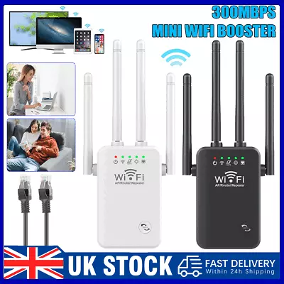 Wifi 300Mbps 2.4Ghz Extender Wifi Range Repeater Internet Signal Booster Router • £14.49