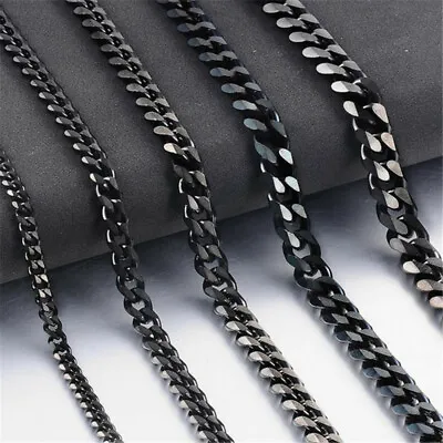 3/5/7/9/11mm Mens Cuban Curb Black Necklace Stainless Steel Link Chain 18 -30   • $8.49