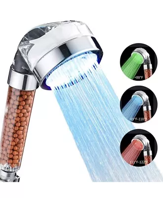 LED Light Up Bathroom Shower Head Water Turbo Pressure Sensor 7 Colors Changing • $25