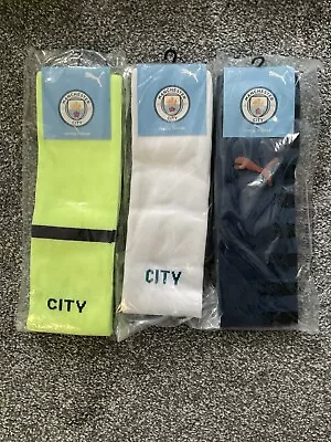 Manchester City Puma Football Socks (3 Pairs) Adults Shoe Size 9-11 BNWT • £19.99