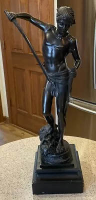 Vintage 20” Statue Sculpture Wood Base Figurine Sword David & Goliath Rare • $250